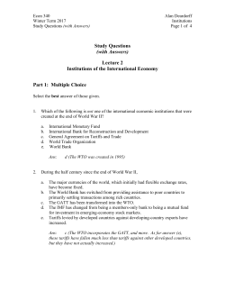Study Questions (with Answers) Lecture 2 Institutions of the