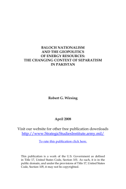 Baloch Nationalism and the Geopolitics of Energy Resources: The