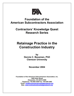 Retainage Practice in the Construction Industry
