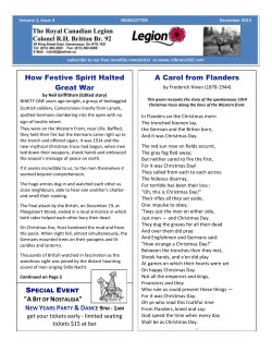 How Festive Spirit Halted Great War A Carol from Flanders "A BIT