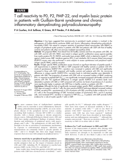 T cell reactivity to P0, P2, PMP-22, and myelin basic protein