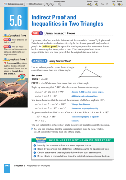 Indirect Proof and Inequalities in Two Triangles