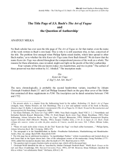 The Title Page of J.S. Bach`s The Art of Fugue and the Question of