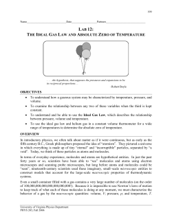 lab 12: the ideal gas law and absolute zero of temperature