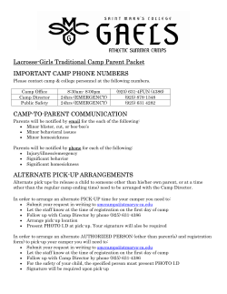 Lacrosse-Girls Traditional Camp Parent Packet