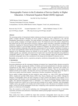 Demographic Factors in the Evaluation of Service Quality in Higher