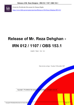 Release of Mr. Reza Dehghan - IRN 012 / 1107 / OBS 153.1