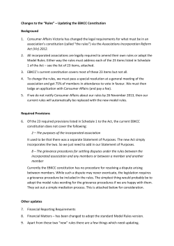 Changes to the &ldquo;Rules&rdquo; &ndash; Updating the EBKCC Constitution