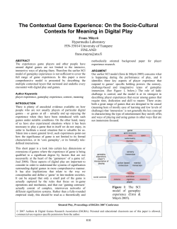 The Contextual Game Experience: On the Socio