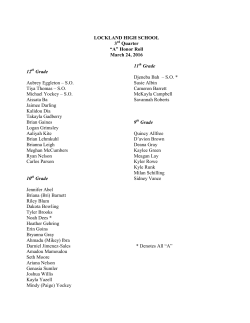 LOCKLAND HIGH SCHOOL 3 Quarter “A” Honor Roll March 24