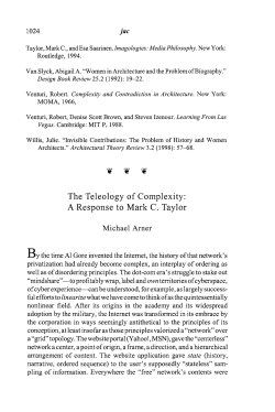 The Teleology of Complexity: A Response to Mark C. Taylor