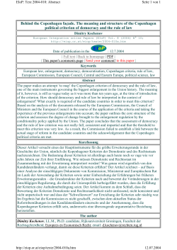 Behind the Copenhagen fa&ccedil;ade. The meaning and