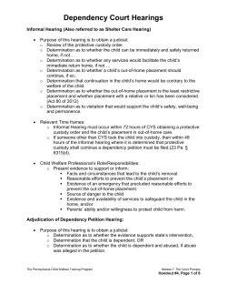 Dependency Court Hearings - Pennsylvania Child Welfare