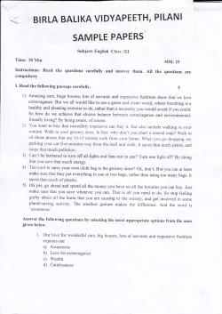 Class 11 Th Humanities - Birla Balika Vidyapeeth Pilani