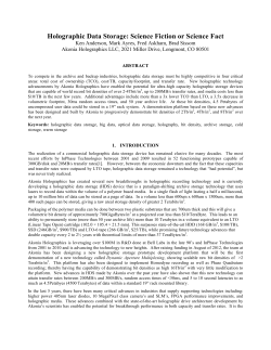 Holographic Data Storage: Science Fiction or Science Fact