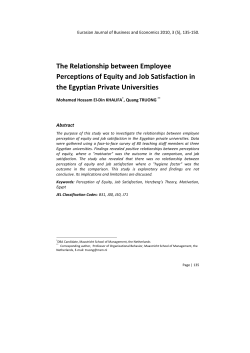 The Relationship between Employee Perceptions of Equity and Job