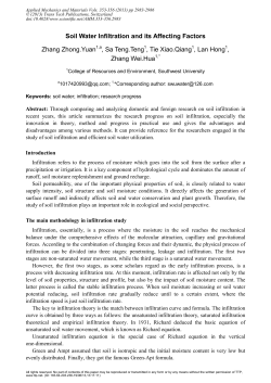 Soil Water Infiltration and its Affecting Factors Zhang Zhong.Yuan
