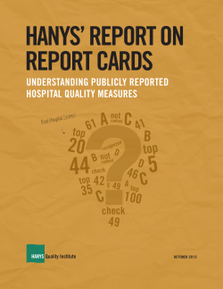 HANYS` Report on Report Cards - The Healthcare Association of