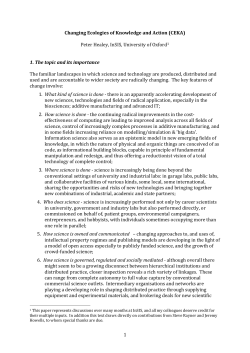 1 Changing Ecologies of Knowledge and Action (CEKA) Peter