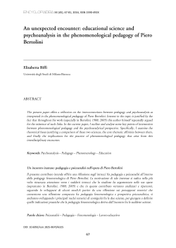 psychoanalysis in the phenomenological pedagogy of Piero
