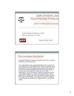 5A. Employment Law Pitfalls and Faux Pas for the Safety Professional
