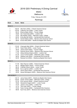 2016 GSV Preliminary A Diving Carnival