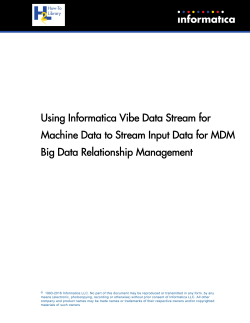 Using Informatica Vibe Data Stream for Machine Data to Stream