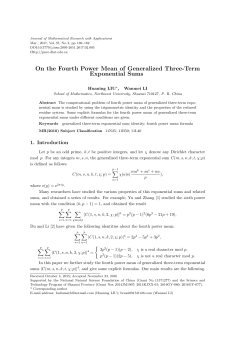 On the Fourth Power Mean of Generalized Three