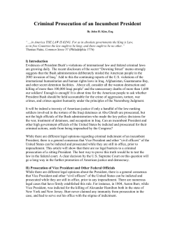 Criminal Prosecution of an Incumbent President