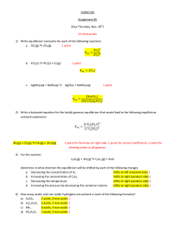 CHEM 150 Assignment #5 (Due Thursday, Nov. 28th) 22 total points