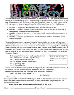 AP Biology! - Ursuline Academy