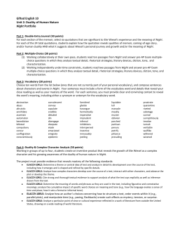 Gifted English 10 Unit 2: Duality of Human Nature Night Portfolio