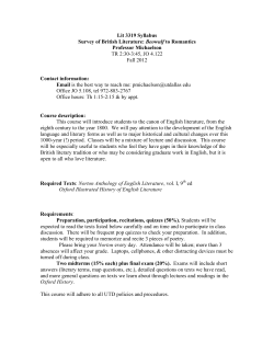 Lit 3319: Beowulf to Romantics