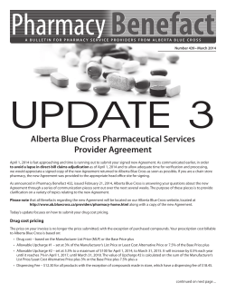 Alberta Blue Cross Pharmaceutical Services Provider Agreement