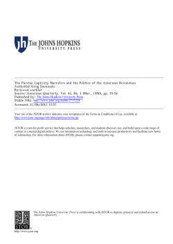 The Puritan Captivity Narrative and the Politics of