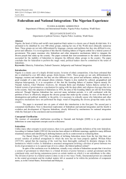 Federalism and National Integration: The Nigerian Experience