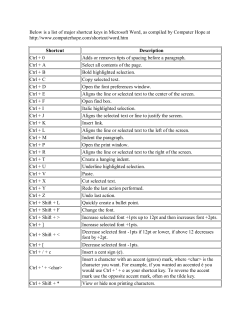 Below is a list of major shortcut keys in Microsoft Word, as compiled