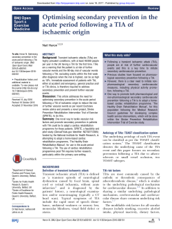 Optimising secondary prevention in the acute period following a TIA