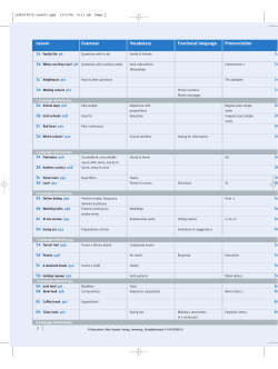 Lesson Grammar Vocabulary Functional language Pronunciation