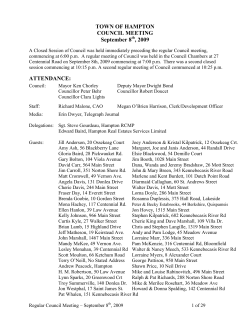 TOWN OF HAMPTON COUNCIL MEETING September 8 , 2009