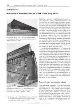 Monuments of Modern architecture at Risk &ndash; Case Study