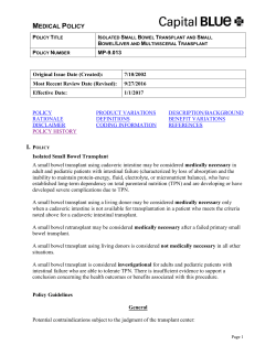 Isolated Small Bowel Transplant and Small Bowel/Liver and