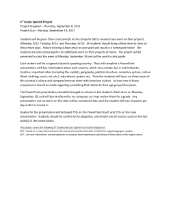 6th Grade Spanish Project Project Assigned – Thursday, September