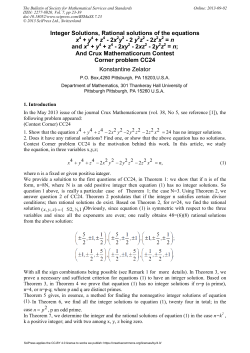 Integer Solutions, Rational solutions of the equations x4 + y4 + z4