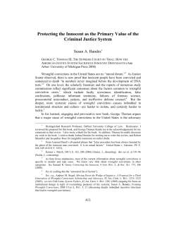Protecting the Innocent as the Primary Value of the Criminal Justice