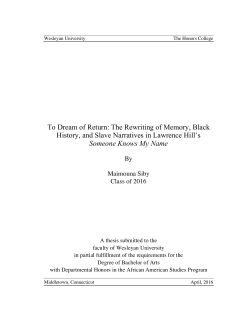 To Dream of Return: The Rewriting of Memory, Black