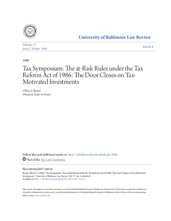 The at-Risk Rules under the Tax Reform Act of 1986