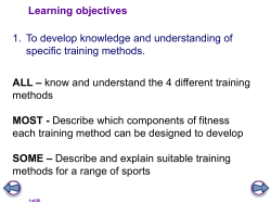 Methods of training #1