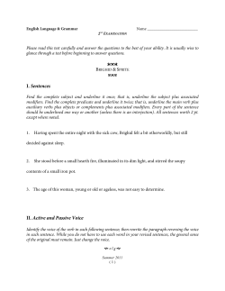 I. Sentences II. Active and Passive Voice
