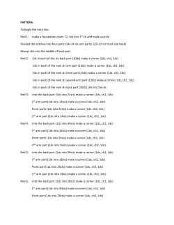 PATTERN: To begin the neck line. Rnd 1: make a foundation chain